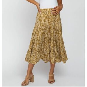 PinkBlush Leaf Print Tiered Maternity Midi Skirt